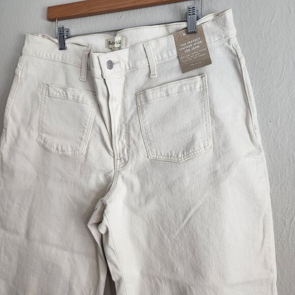 NEW Madewell The Perfect Vintage Wide Leg High Waisted Jean Patch Pocket Ecru - Picture 5 of 10